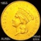 1855 $3 Gold Piece CHOICE AU