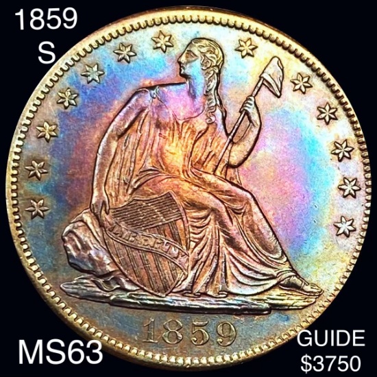 1859-S Seated Half Dollar CHOICE BU