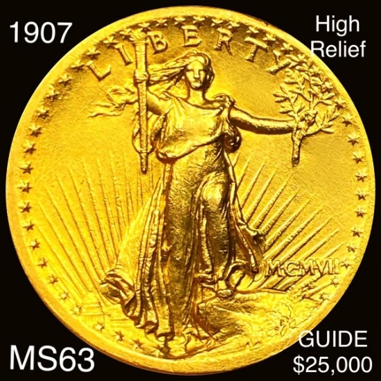 1907 "High Relief" $20 Gold Double Eagle CH BU