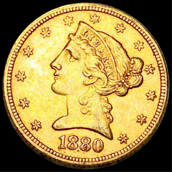 1880 $5 Gold Half Eagle UNCIRCULATED