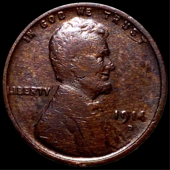 1914-D Lincoln Wheat Penny LIGHTLY CIRCULATED