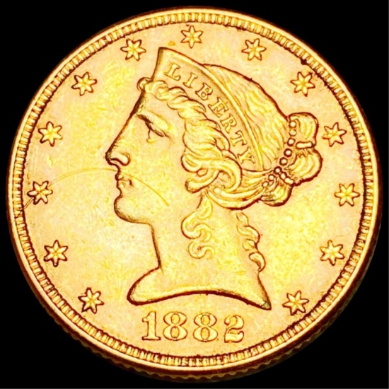1882 $5 Gold Half Eagle UNCIRCULATED