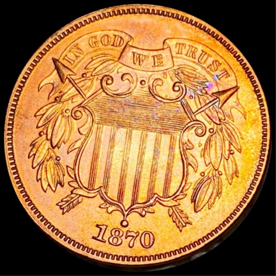 1870 Two Cent Piece CHOICE BU RED