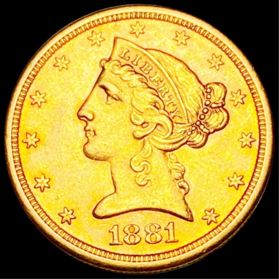 1881-S $5 Gold Half Eagle UNCIRCULATED