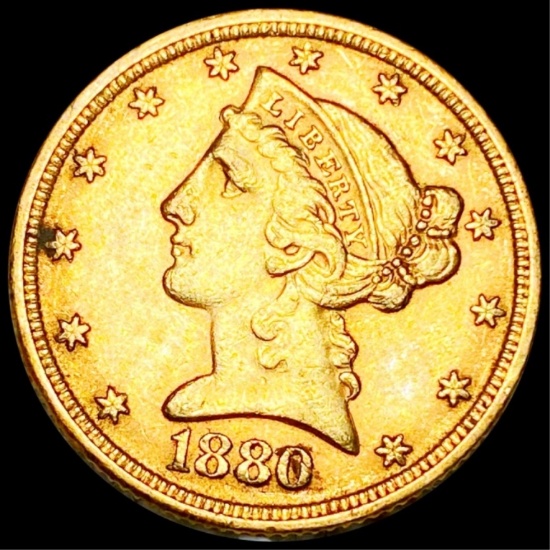 1880 $5 Gold Quarter Eagle UNCIRCULATED