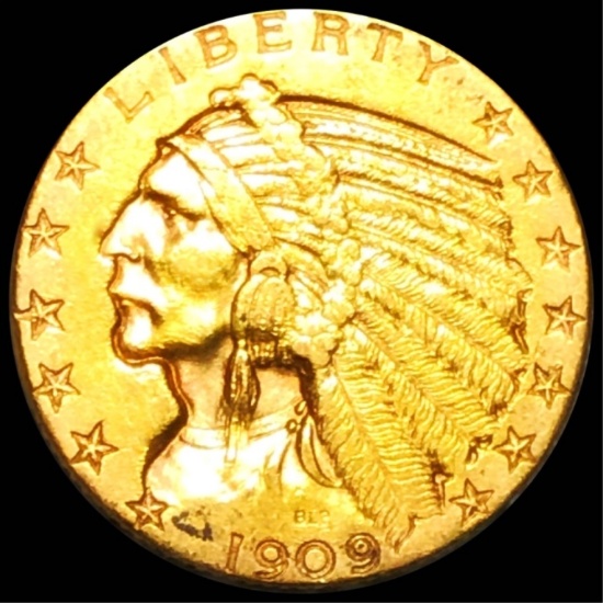 1909-D $5 Gold Half Eagle LIGHTLY CIRCULATED