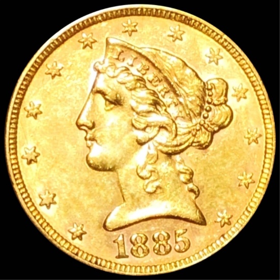 1885 $5 Gold Half Eagle UNCIRCULATED