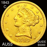 1843-C $2.50 Gold Quarter Eagle CHOICE AU