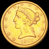 1907 $5 Gold Half Eagle UNCIRCULATED