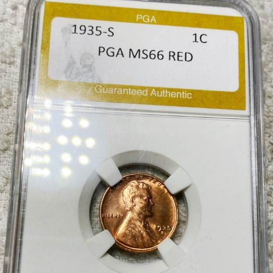 1935-S Lincoln Wheat Penny PGA - MS 66 RED