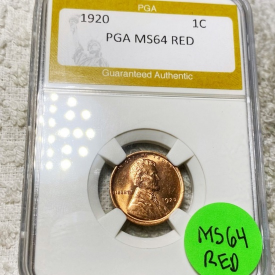 1920 Lincoln Wheat Penny PGA - MS 64 RED