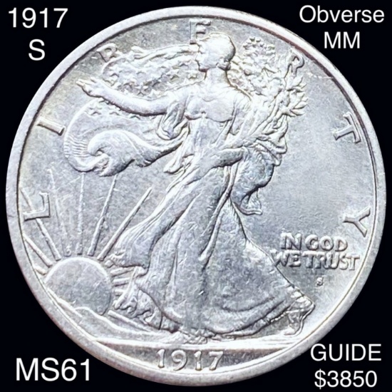 1917-S Walking Half Dollar UNC OBV MM