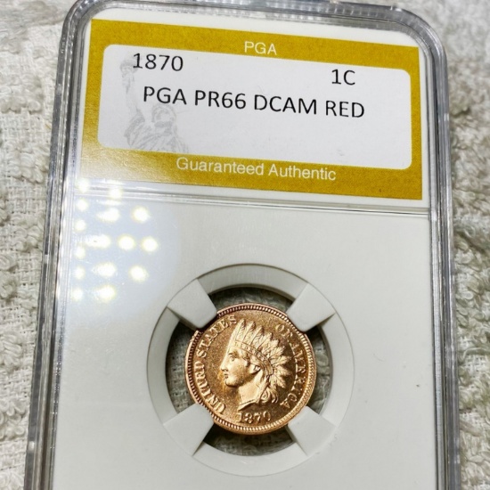 1870 Indian Head Penny PGA - PR 66 DCAM RED