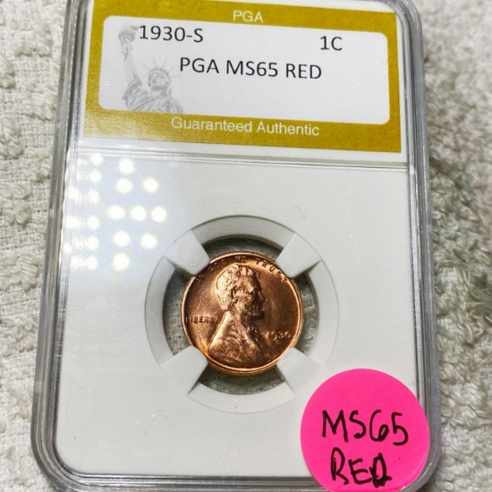 1930-S Lincoln Wheat Penny PGA - MS 65 RED