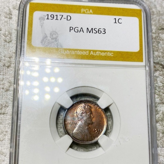 1917-D Lincoln Wheat Penny PGA - MS63