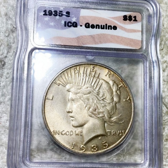 1935-S Silver Peace Dollar ICG - GENUINE