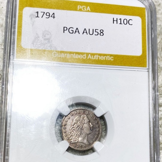 1794 Flowing Hair Half Dime PGA - AU58