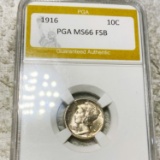 1916 Mercury Silver Dime PGA - MS 66 FSB