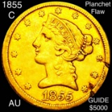 1855-C $2.50 Gold Quarter Eagle AU