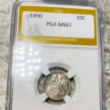 1890 Seated Liberty Dime PGA - MS61