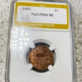 1865 Two Cent Piece PGA - PR 64 RB