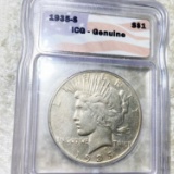 1935-S Silver Peace Dollar ICG - GENUINE