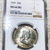 1949 Franklin Half Dollar NGC - MS 64 FBL