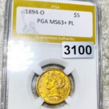 1894-O $5 Gold Half Eagle PGA - MS63+ PL