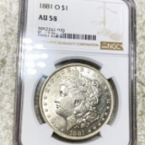 1881-O Morgan Silver Dollar NGC - AU58