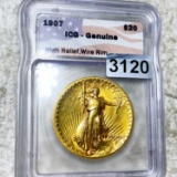 1907 $20 High Relief Double Eagle ICG - GENUINE