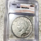 1927 Silver Peace Dollar ICG - GENUINE