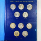 1941-47 Walking Half Dollar Book UNC 20 COINS