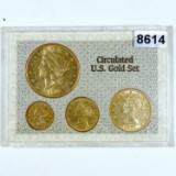 1904-S/1873/1887-S/1881 US Gold Set AU+