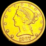 1907-D $5 Gold Half Eagle UNCIRCULATED