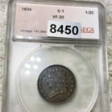 1834 Classic Head Half Cent SEGS - VF20 C-1