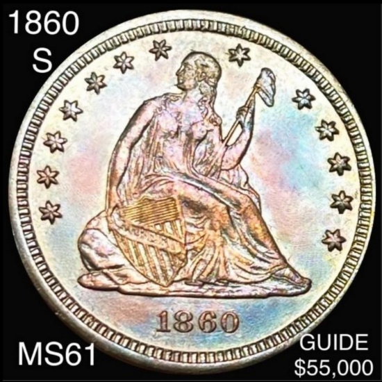 1860-S Seated Liberty Quarter UNCIRCULATED