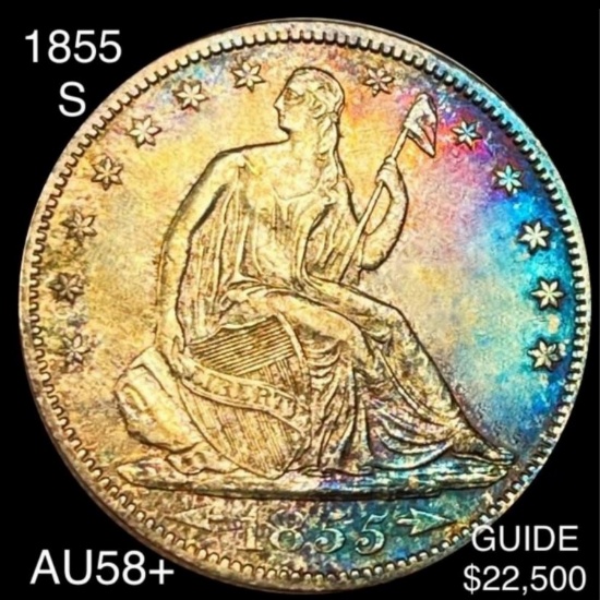 1855-S Seated Liberty Half Dollar CHOICE AU+