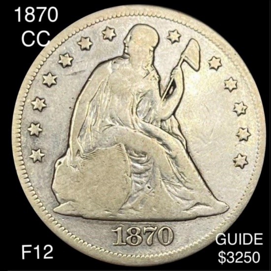 1870-CC Seated Liberty One Dollar LIGHTLY CIRC