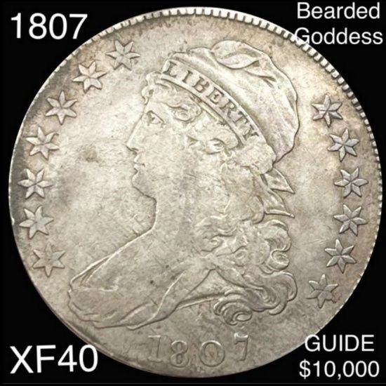 1807 Bearded Goddess Capped Bust Half Dollar XF40