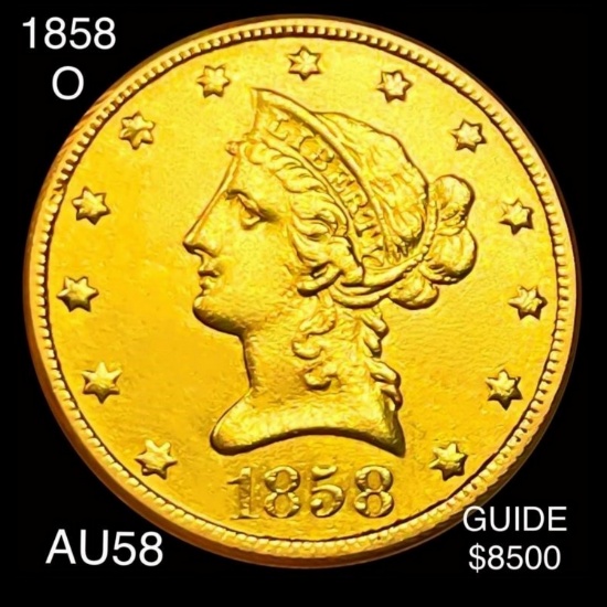 1858-O $10 Gold Eagle CHOICE AU