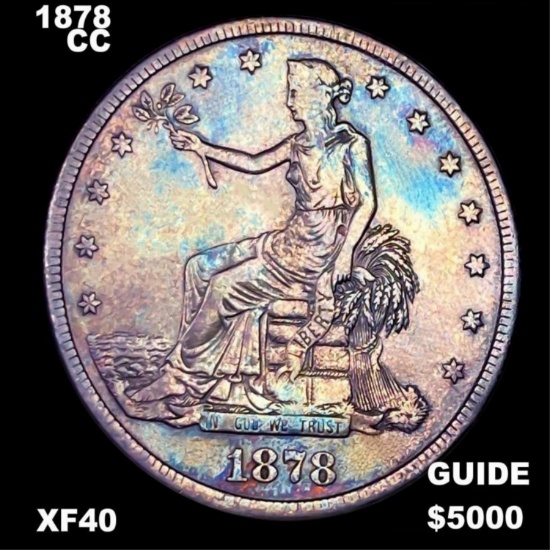 1878-CC Trade Silver Dollar NEARLY UNC