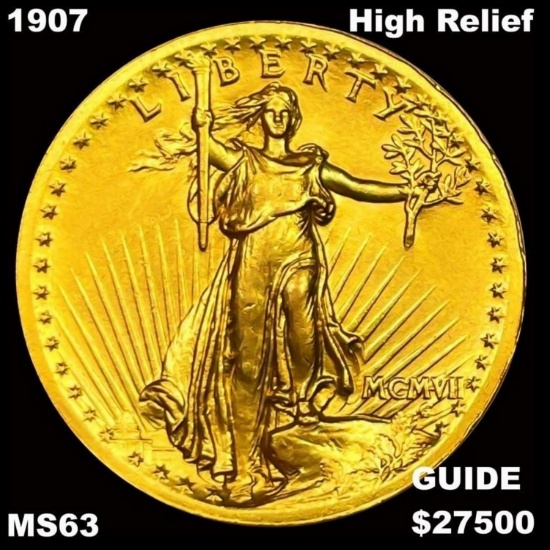 1907 High Relief $20 Gold Double Eagle CHOICE BU