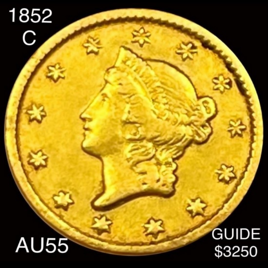 1852-C Rare Gold Dollar CHOICE AU