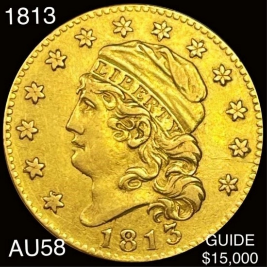 1813 $5 Gold Half Eagle CHOICE AU