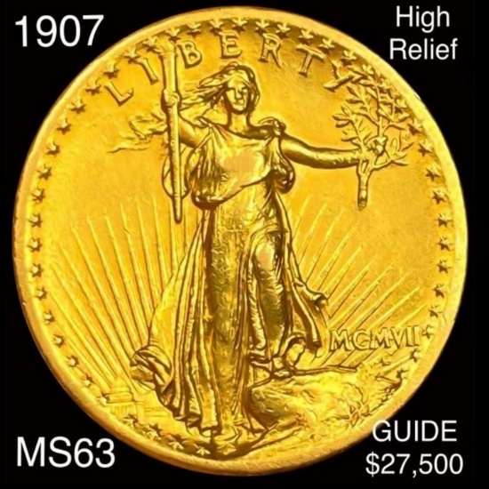 1907 High Relief $20 Gold Double Eagle CHOICE BU