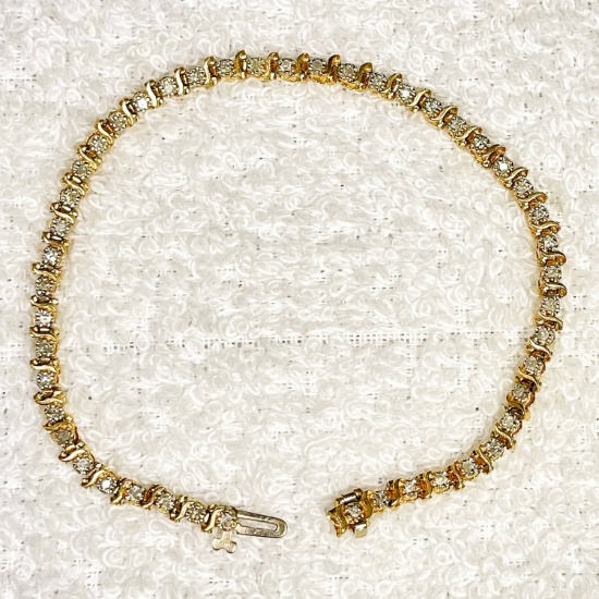 14kt Gold Bracelet With Diamonds, 5.2 DWT