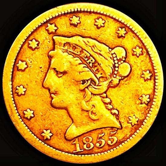 1855 $2.50 Gold Quarter Eagle LIGHTLY CIRCULATED