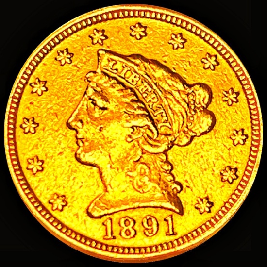 1891 $2.50 Gold Quarter Eagle NEARLY UNCIRCULATED