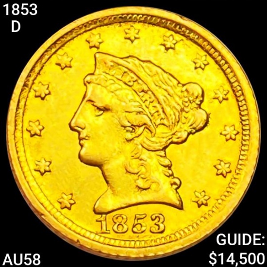 1853-D $2.50 Gold Quarter Eagle CHOICE AU