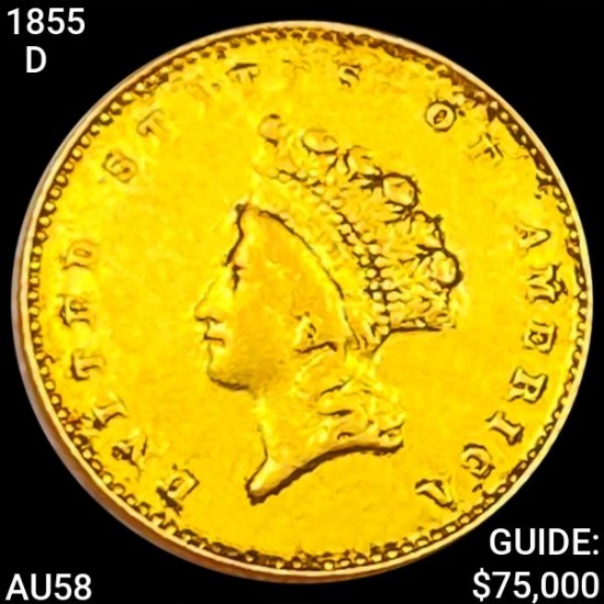 1855-D TY2 Rare Gold Dollar CHOICE AU